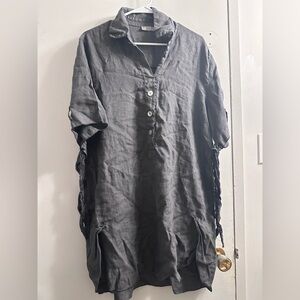 Gray tunic dress 100%linen